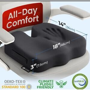 Office Chair Seat Cushion 18"x14" - Tailbone, Coccyx, Sciatica Pain Relief